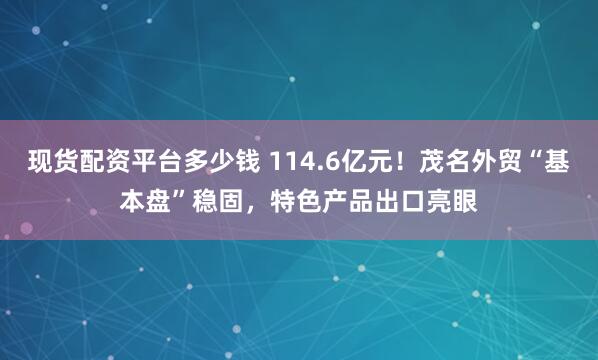 现货配资平台多少钱 114.6亿元！茂名外贸“基本盘”稳固，特色产品出口亮眼
