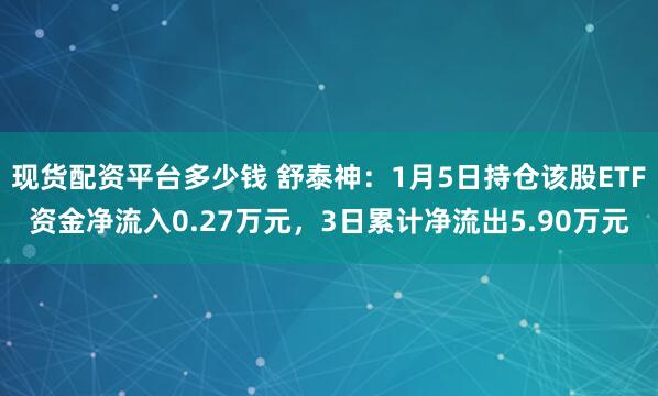 现货配资平台多少钱 舒泰神：1月5日持仓该股ETF资金净流入0.27万元，3日累计净流出5.90万元